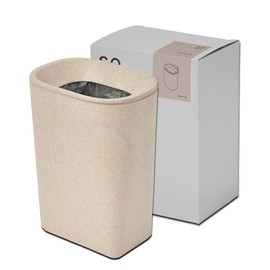 soem [Space Saving] Slim Trash Can, 4.6 gal (1.6 L) with Hanging Hook, NA [Made in Japan] Dust Box, Kitchen, Wall Mounted, Car, Tabletop, Compact, Small Gift (Natural)