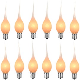 12 Pack Silicone Dipped Candle Light Bulbs Electric Candle Bulbs, for Chandeliers Window Candle Replacement Bulbs & Candelabra Light Bulbs, Clear Silicone Shatterproof, C7/E12 Base, 5W, Warm White