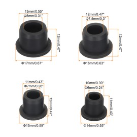 QUARKZMAN T-shaped rubber sleeve mounting diameter 11 mm/10 mm/12 mm/13 mm, ID 7 mm/6 mm/7.5 mm/8 mm, cable grommet seal flexible for cable pipe