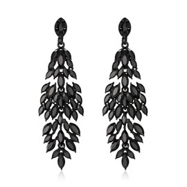 EVER FAITH Crystal Earrings for Wedding, Sparkling Marquise Shaped Rhinestone Drop Dangle Chandelier Earrings, Crystal