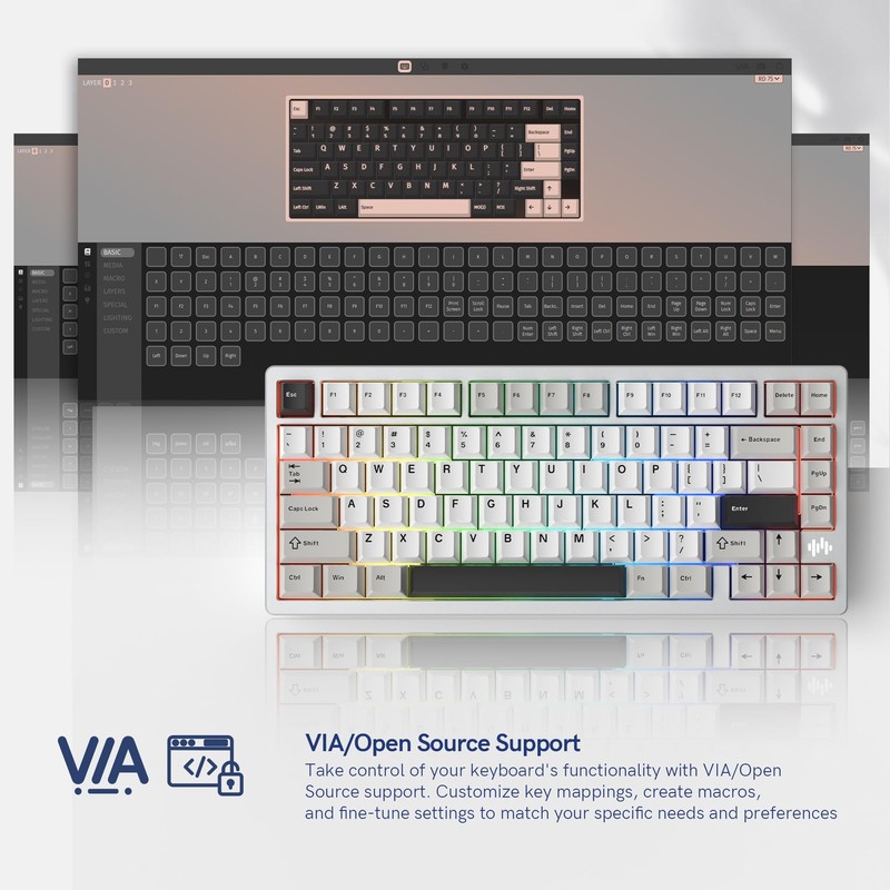 Womier RD75 Pro 75% Wireless Gaming Keyboard, Quick Release Aluminum