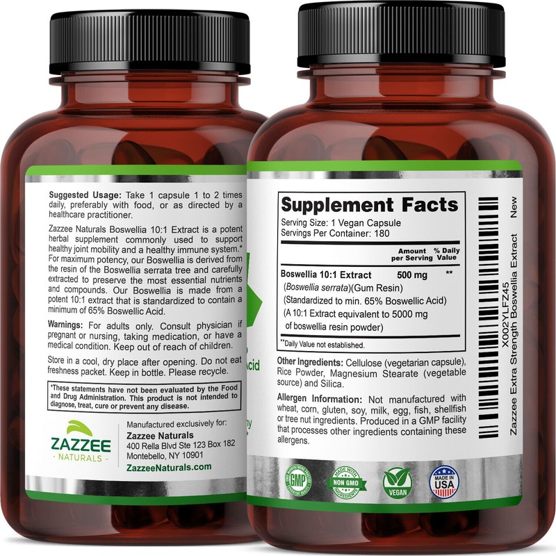 Zazzee Naturals Extra Strength Boswellia 10:1 Extract, 5000 mg Strength,