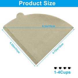 Cionyce Cone Coffee Filters Size 02, 100Pcs 2-4 Cups Disposable Natural Brown Coffee Filter Paper, Compatible with V60 and Conical Shaped Pour Over Coffee Dripper
