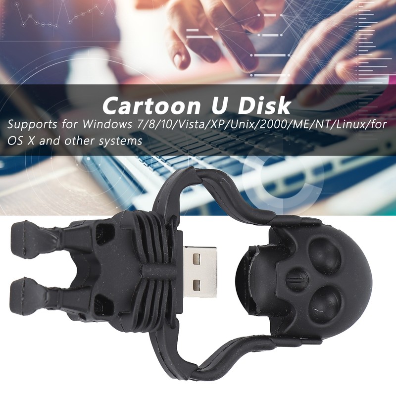 Cartoon U Disk Black Skull Appearance High Speed Bulk Storage