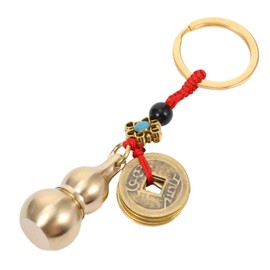 Feng Shui Brass Wu Lou Pumpkin Keychain Chinese Feng Shui Coins for Good Luck Wealth Prosperity Success Caravan