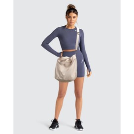 FODOKO Hobo Crossbody Bags 2.0, 19L Large Totes Handbags with Straps for Women, Multi Nylon Shoulder Bags for Gym Travel Beige