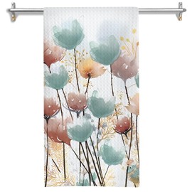 GOOZHO Watercolor Colorful Floral Kitchen Towels, Cottagecore Wildflower Decor Dish Tea Towels for Kitchen, Retro Floral Hand Towels for Bathroom Decor, Cottagecore Bathroom Decor, 16x24 Inches