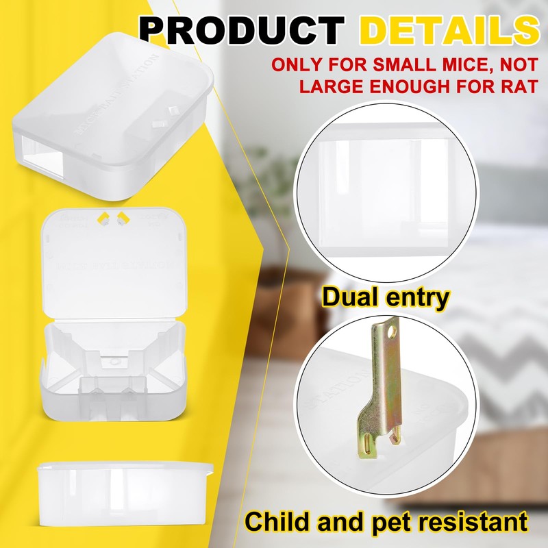 Qualirey 6 Pcs Mouse Bait Stations Mouse Stations with Keys