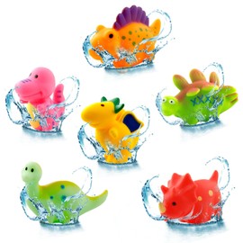 Dinosaurier Badespielzeug,6 Stück Baby Badespielzeug,Wasserspielzeug Kinder,Schwimmendes Badewanne Pool Spielzeug,Dinosaurier Schwimmendes Badewanne Spielzeug,Badewannen Spielzeug Kinderbaden