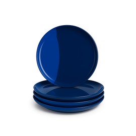 Thomas Fuchs Creative 1/2 & 1/2 Melamine Side Plates Set of 4, Chip and Break-Resistant, Durable Salad Plates, Kid-Friendly Dessert Plates for Indoor and Outdoor, Dishwasher Safe, Cobalt/Navy