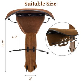 WRINGKIT Set of 2 Cowboy Hat Rack for Wall, Rustic Western Metal Cowboy Hat Holder Hanger with Solid Wood Board, Holds Up to 4 Hats And 8 Baseball Caps, Cowboys Sun Hats Organizer for Wall Decor