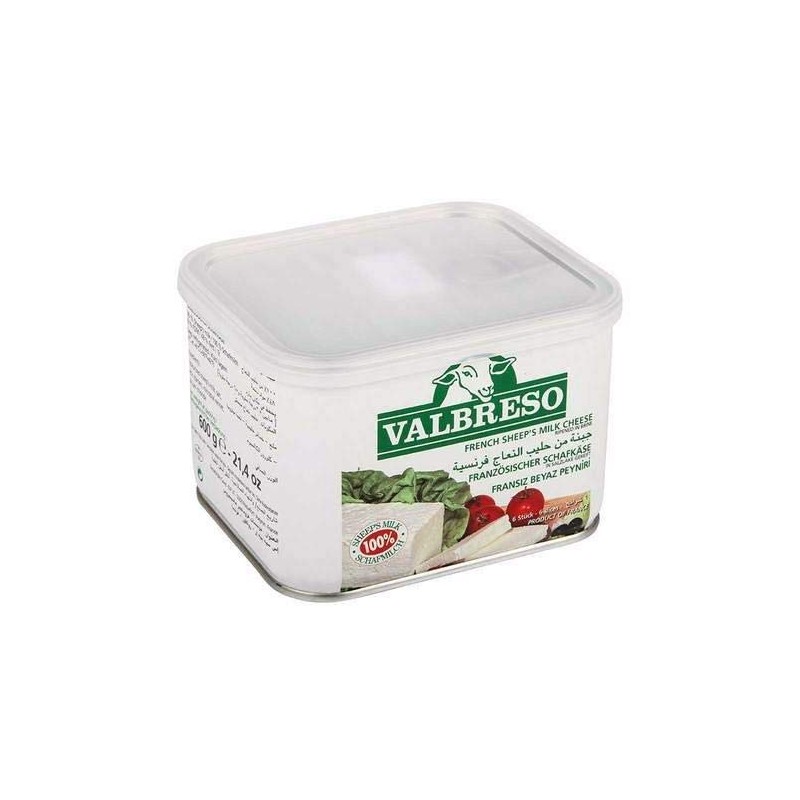 Valbreso French Sheep Feta Cheese, Easy-Open Tin, 21.4oz Halal) PACK