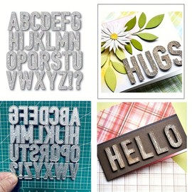 Trdxxx Wood Grain English Alphabet Die Cuts for Card Making, Metal Cutting Dies, Metal Die Cutting Mold, Scrapbooking Dies, DIY Etched Embossing Stencil for Crafts