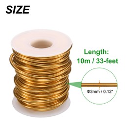 HARFINGTON Bonsai Wire Anodized Aluminum Training Wire Roll 3mm/9 Gauge 33ft Length Bendable Bonsai Tree Wire for Garden, Horticulture, Landscape, Planting, Golden