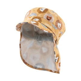 Sterntaler Peaked Cap Neck Lion Heads, Safari Hat Made of Cotton with Neck Protection, Baby and Children's Sun Hat, Lining Made of Batiste (Organic), Unisex Summer Headpiece, Golden Brown, 55
