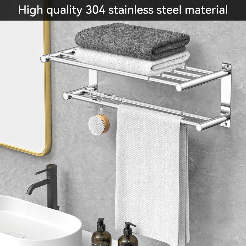 CAXIMSY Adjustable Towel Bar for Bathroom Wall Mount17-30.7inch Adhesive Shower
