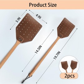 DEBETOOL Leather Fly Swatter - Heavy Duty Manual Fly Swatter with Wood Handle, Durable Leather Fly Swatter for Indoor and Outdoor Use (Brown)