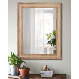 MWAZZLL Rustic Mirror with Wood Frame Farmhouse Rectangle Mirrors for Wall 20"x16" Decorative Hanging Mirror for Bathroom Bedroom