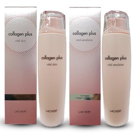 Lakme 라끄베르 콜라겐 플러스 바이탈 스킨케어 2종 (스킨+로션)/푸석한 피부 dv Lacvert Collagen Plus Vital Skin Care 2PCS (Toner+Lotion) for Dry Skin