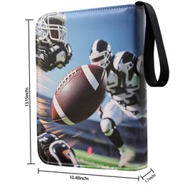 Sihdnok 900 Pocket Card Binder – 9-Pocket Trading Card Album for Football, Game, Membership, Shopping Cards – Sports Design with Zipper & Wrist Strap