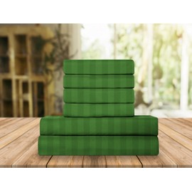 Elegant Comfort Luxury Soft Bed Sheets Dobby Stripe 1500 Premium Hotel Quality Microfiber Softness Wrinkle and Fade Resistant (4-Piece) Bedding Set, Twin, Stripe Royal Green