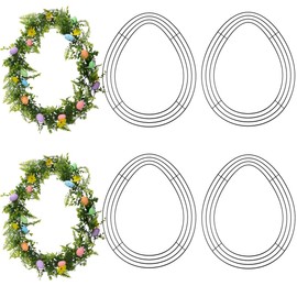 6 Pcs Egg Shaped Wire Wreath Frame, Easter Floral Garden Wire Wreath Form for Easter DIY Craft Project Indoor Outdoor Holiday Hanging Decor About 11.8 x 15.5 Inches (Egg)