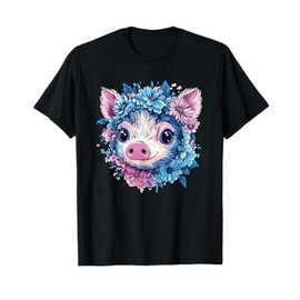Cute Piglet Surrounded By Flowers T-Shirt