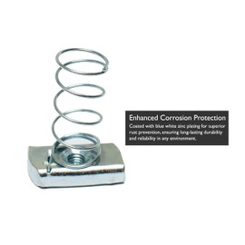 Strut Channel Long Spring Nuts for 41mm Channels - Available in M6 and M8 - Cable Management, Ducting, Framing (10, M6)