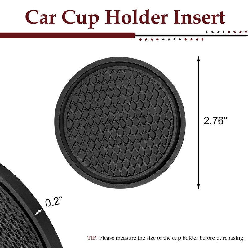 Desenda 2 PCS Car Cup Holder Coasters 2.76 Inch Non-Slip