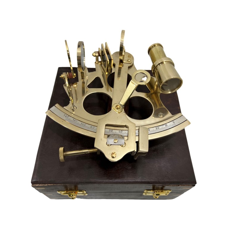 Vintage Ship History Sextant with Hardwood Box Antique Marine Collectible