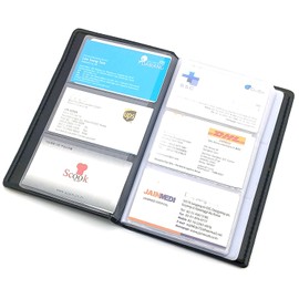 GARASANI PU Leather Business Card Organizer Book Holder, Portable Binder File Sleeve Storage, Name Card Organizer 300 Cards Holds, Black