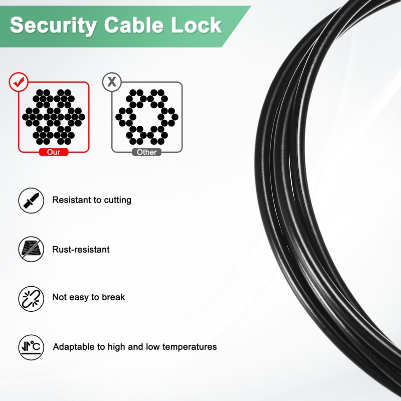 M METERXITY 5-Pack Security Cable Lock, 4FT 5mm PVC Coated