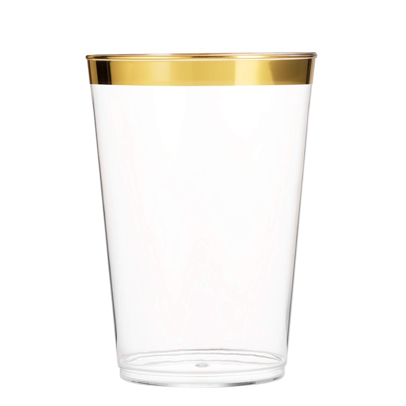 Munfix Gold Plastic Cups - 16 Oz Clear Tumblers with