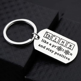 Gzrlyf Chemist Keychain Think like a Proton and Stay Positive Chemistry Gifts for Chemist Chemistry Teacher Graduates (Dog Tag Keychain)