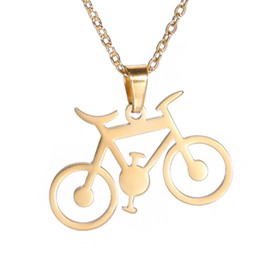 TEAMER Stainless Steel Fashion Bicycle Necklace Classic Bicycle Keyring Riding Ride Engagement Sports Jewellery for Bicycle Lovers, Stainless Steel