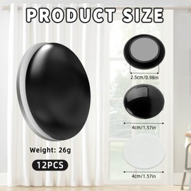 12 Pcs Magnetic Curtain Weights,Black Round Shower Curtain Clips,Strong Magnetism,Sturdy And Durable,No Sew Outdoor Curtains Liner Magnets for Tablecloths Refrigerator Flag