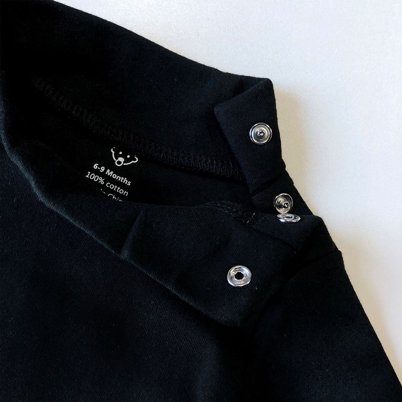 ROMPERINBOX Solid Black Baby Turtleneck Bodysuit Long Sleeve Outfits (Black,12-18