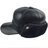 Sandy Ting Winter Leather Baseball Cap Earflap Fitted Hats Men