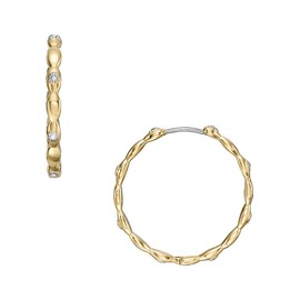 Fossil Sutton Evil Eye JF04816710 Women's Stainless Steel Gold Hoop Earrings, Stainless Steel, No Gemstone