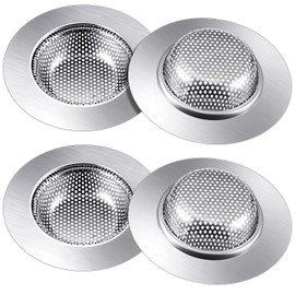 Flutesan 4 Pcs 11.4 cm /4.5 Inch Sink Strainer, Kitchen Stainless Steel Sink Drain Strainer, Dishwasher Safe, Inner Diameter 6.9 cm /2.7 Inch