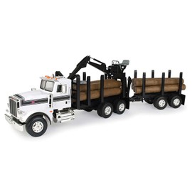 Big Farm Peterbilt Model 367 Logging Truck w/Pup Trailer & Logs Pretend Play & Imaginative Play for Ages 3 to 5