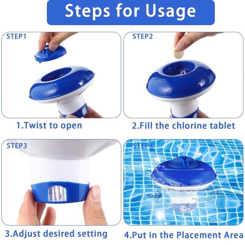 Chlorine Dispenser, Collapsible/Retractable Pool Spa 1" Chlorine/Bromine Tablet Dispenser Hot