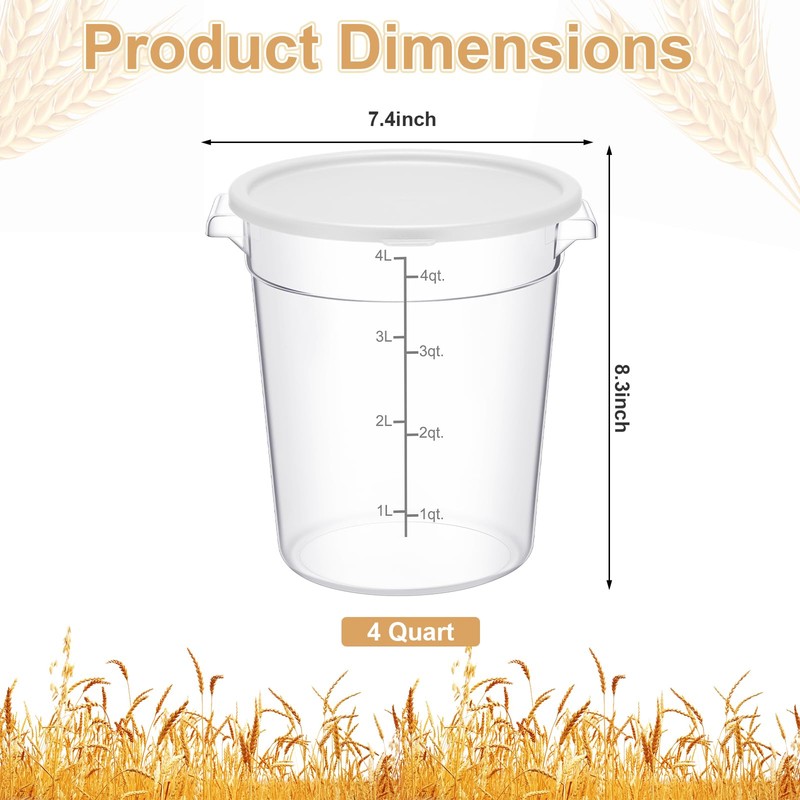 Suclain 4 Pcs 4 Qt Food Storage Container Bucket with
