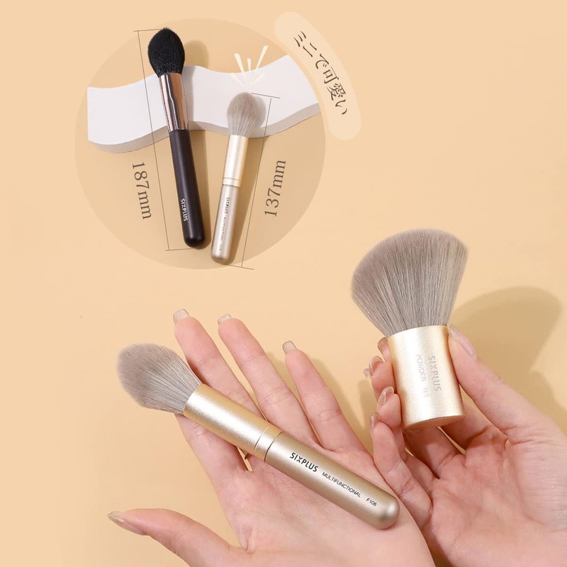 SIXPLUS Portable Makeup Brushes, 5-Piece Set, Soft to the Touch,