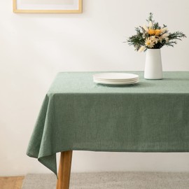 ATsense Tablecloth, green, linen look, 100% washed cotton, square, 140 x 200 cm