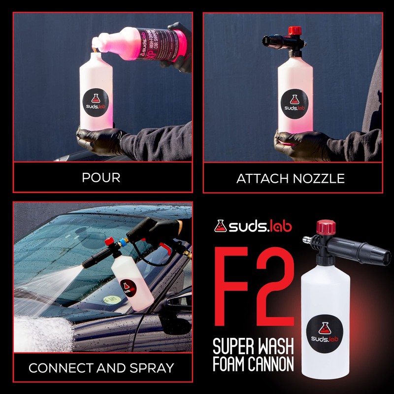 Suds Lab F2 Super Wash Foam Cannon, Adjustable Foam Nozzle,