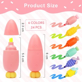 ESSALOO Mini Highlighters, Pack of 24 Colourful Funny Highlighters Pastel for Party Bags, Children's Birthday Parties 5, 6, 7, 8, 9, 10 Years, Give Aways Children's Birthday & Birthday Party Bags