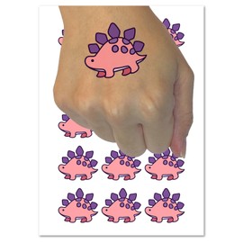 Baby Nursery Stegosaurus Dinosaur Temporary Tattoo Water Resistant Fake Body Art Set Collection - 54 1" Tattoos (1 Sheet)