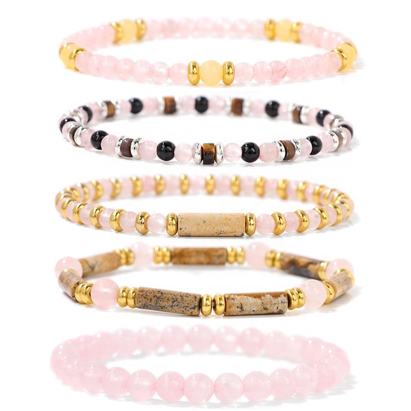 APMGONT Stackable Stretch Bead Bracelet Set, Stacked Pearl Bracelet for