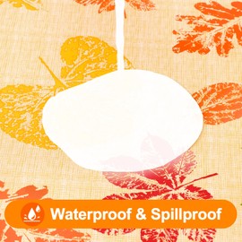 Smiry Fall Rectangle Table Cloth, Waterproof Vinyl Tablecloth with Flannel Backing, Wipeable Autumn Leaves Plastic Tablecloths for Harvest and Thanksgiving Parties, 60"x84", Rust & Yellow